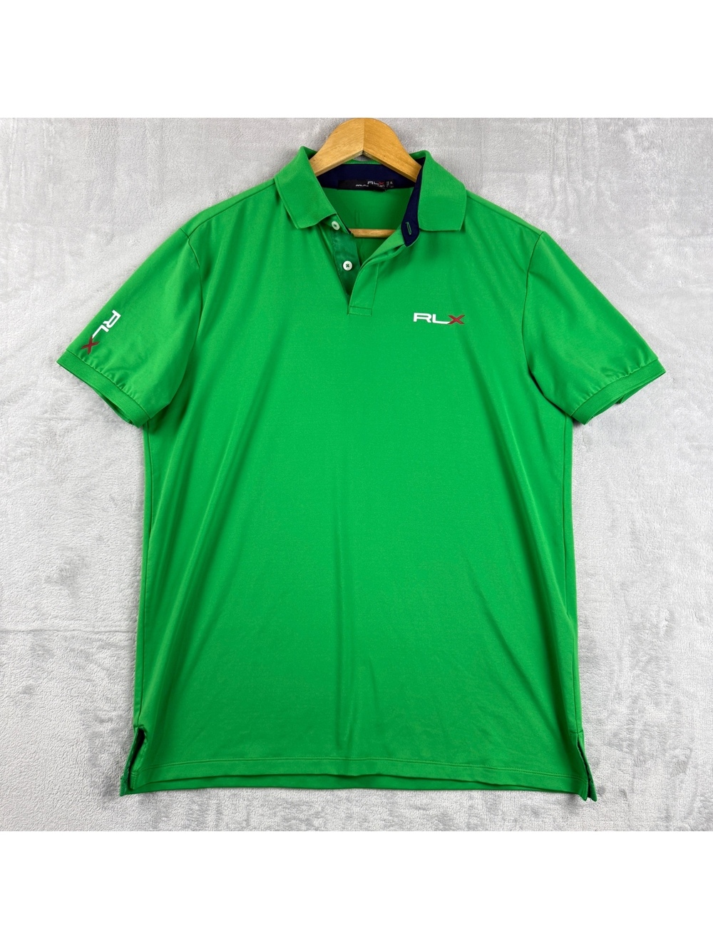 Ralph Lauren RLX Men XL Green Performance Golf Polo Shirt Logo Stretch Tech Prep
